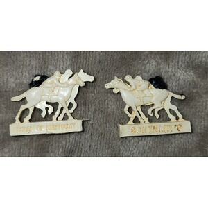 Vintage Schenley's Cream of Kentucky Celluloid Horse Racing Charm Set Of 2